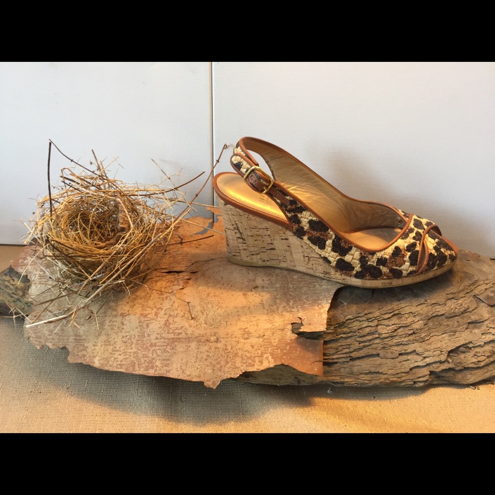Stuart Weitzman Animal Print Wedge Sandals 7.5 - Picture 3 of 11
